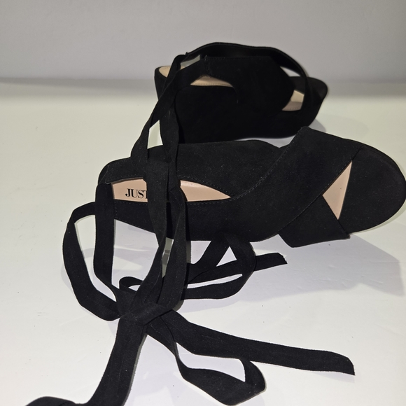 JustFab Black Wedge Sandals Women's Size 8 - Picture 7 of 11